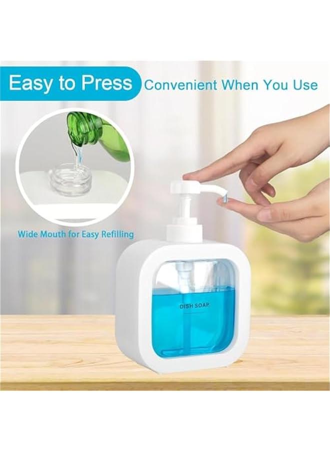هوكور اي بين موزع صابون لليدين للحمام، موزع صابون اطباق عصري لحوض المطبخ، موزع صابون بلاستيكي صغير مع مضخة وملصقات (ابيض) - Image 3
