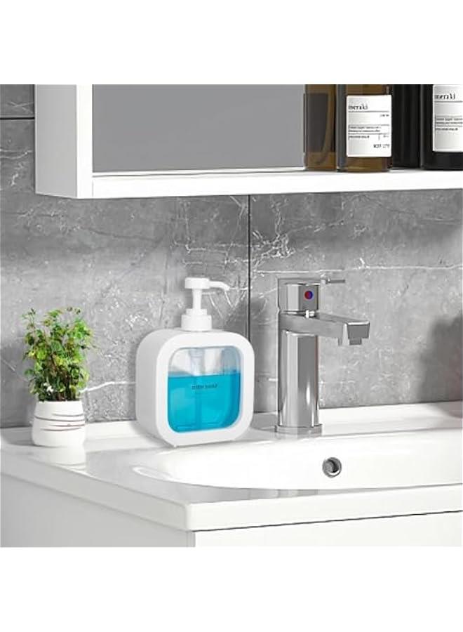 هوكور اي بين موزع صابون لليدين للحمام، موزع صابون اطباق عصري لحوض المطبخ، موزع صابون بلاستيكي صغير مع مضخة وملصقات (ابيض) - Image 4