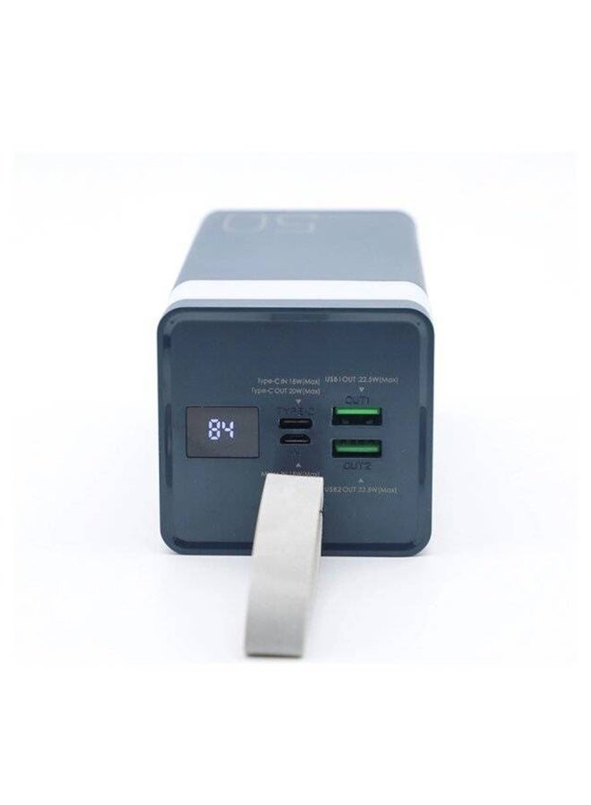 REMAX RPP-321 Power Bank 50000mAh, Practical and Durable Design for Travel and Hiking, Equipped with Powerful LED Light, Supports Fast Charging via Dual USB and Type-C up to 22.5W, High-Efficiency Polymer Battery, LED Digital Display to Show Battery Status, Multiple Input Ports (Micro + Type-C) and Output to Charge 3 Devices Simultaneously - Ideal for Adventurers, Backpackers, and Emergency  - Image 2