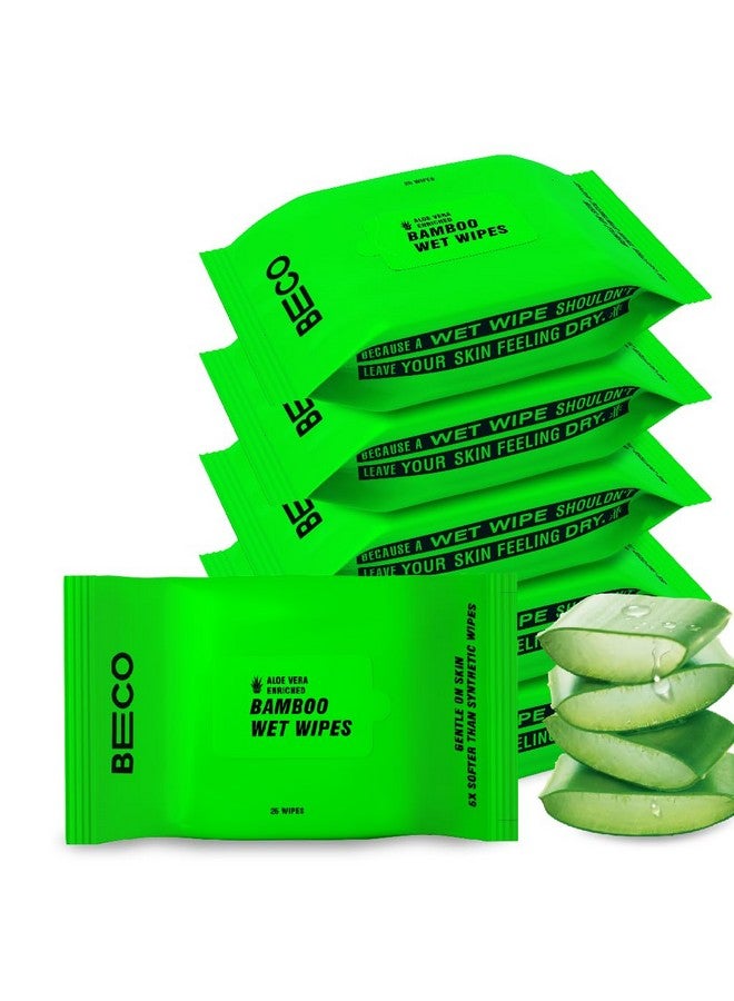 بيكو مناديل مبللة بخلاصة الصبار والخيزران، 25 منديلًا لكل مناديل، عبوة من 6 قطع، طبيعية 100% وصديقة للبيئة - Image 1