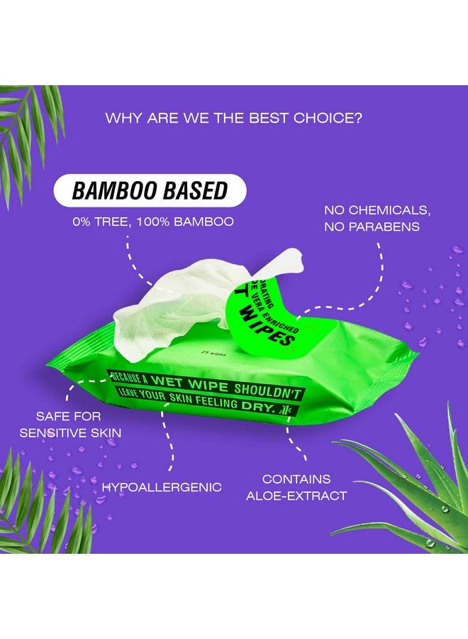 بيكو مناديل مبللة بخلاصة الصبار والخيزران، 25 منديلًا لكل مناديل، عبوة من 6 قطع، طبيعية 100% وصديقة للبيئة - Image 2