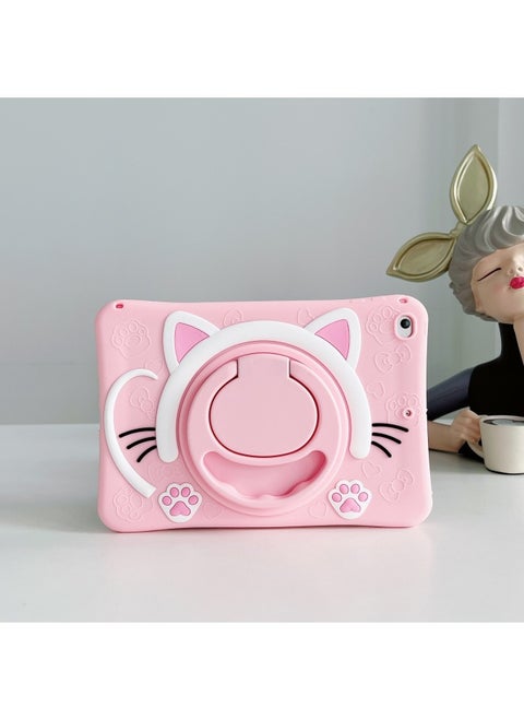 360 Rotating Cat Face For Apple Ipad56 Generation 10.9/10.2 Huawei V7 Samsung A9T295 Lenovo Vivo-Color:Powder Cat +360 Rotating Bracket-Applicable Model:SX-Tab S6 Lite P610 /P615(10.4 Inch)