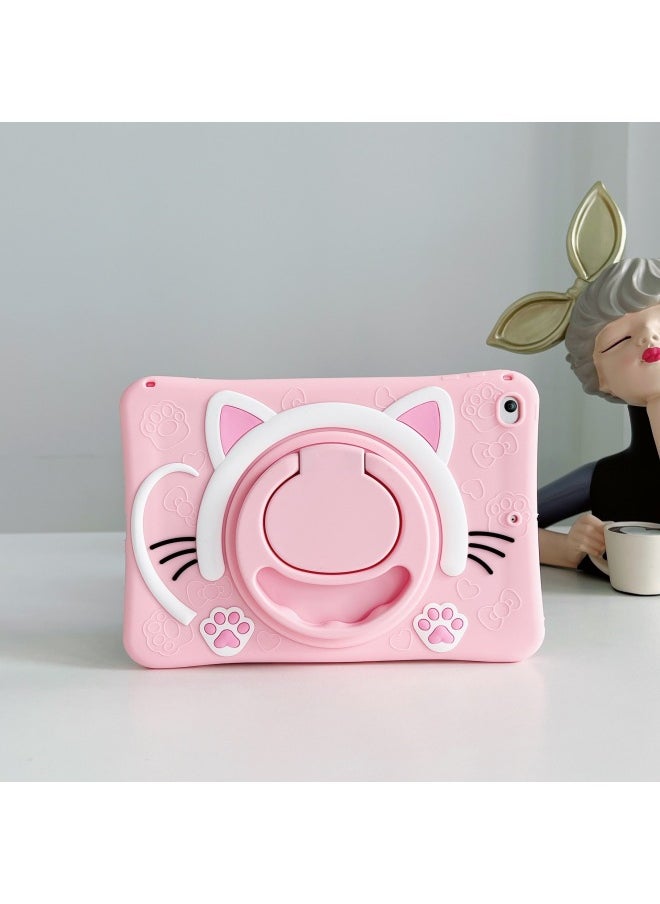 Generic - 360 Rotating Cat Face For Apple Ipad56 Generation 10.9/10.2 Huawei V7 Samsung A9T295 Lenovo Vivo-Color:Powder Cat +360 Rotating Bracket-Applicable Model:SX-Tab S6 Lite P610 /P615(10.4 Inch) - Image 1