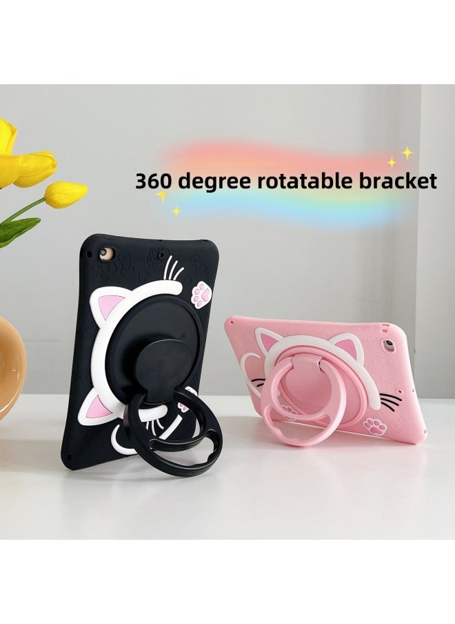 Generic - 360 Rotating Cat Face For Apple Ipad56 Generation 10.9/10.2 Huawei V7 Samsung A9T295 Lenovo Vivo-Color:Powder Cat +360 Rotating Bracket-Applicable Model:SX-Tab S6 Lite P610 /P615(10.4 Inch) - Image 1