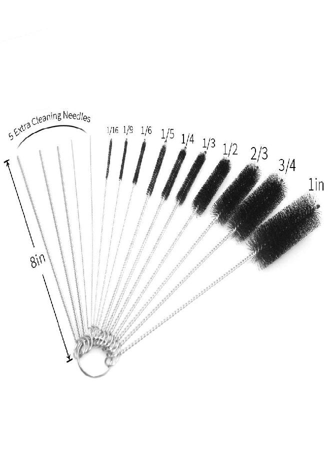 DanziX DanziX Nylon Tube Brush Cleaner, 2 Sets of Pipe Cleaning Brush Kit Total 30 PCS with Free Pouch for Drinking Straws Glasses Keyboards Jewelry - 20 Brushes+10 Needles  - Image 2