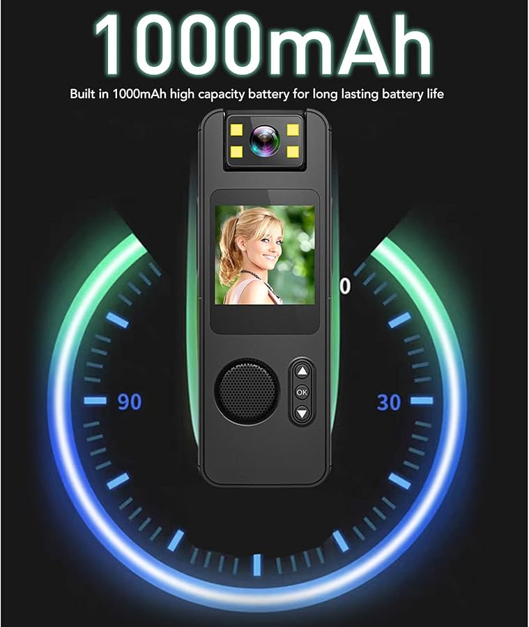 Body Worn Camera 1080P HD Video 1 54 Inch Display 180 Degree Rotating Magnetic Lens - Image 3