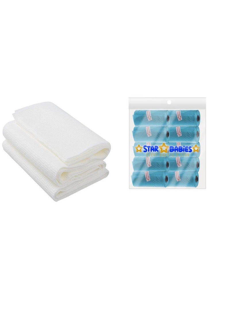 STAR BABiES Combo Pack Scented Bag Pack Of 10 With Dispsoable Towel Pack Of 3   Blue  - Image 1