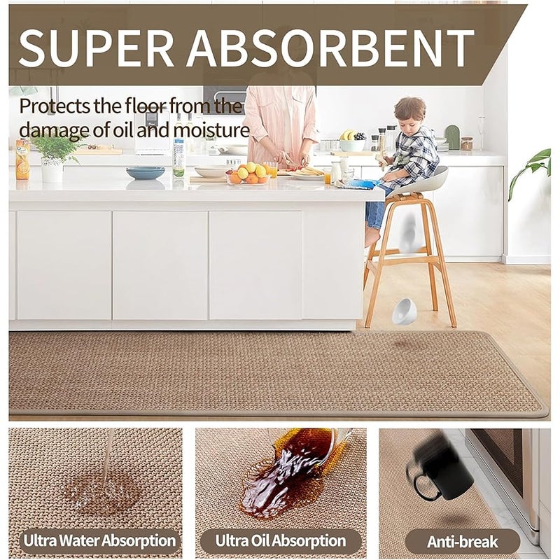 YDKGL Kitchen Rugs and Mats Non Skid Washable, Absorbent Runner Rugs for Kitchen, Front of Sink, Kitchen Mats for Floor (Brown, 17 * 30) - Image 5