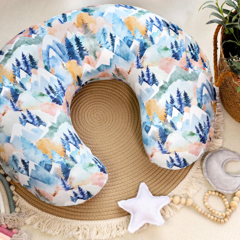 Jundetye Baby Nursing Pillow Cover, Removeable Breastfeeding Pillow Slipcover, Nursing Pillow Case for Newborn Boys Girls, Soft Fabric Fits Snug On Infant, Washable & Breathable, Fall Mountain - Image 3