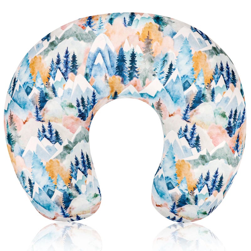 Jundetye Baby Nursing Pillow Cover, Removeable Breastfeeding Pillow Slipcover, Nursing Pillow Case for Newborn Boys Girls, Soft Fabric Fits Snug On Infant, Washable & Breathable, Fall Mountain - Image 1