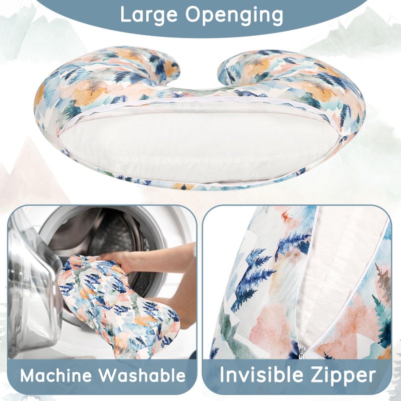 Jundetye Baby Nursing Pillow Cover, Removeable Breastfeeding Pillow Slipcover, Nursing Pillow Case for Newborn Boys Girls, Soft Fabric Fits Snug On Infant, Washable & Breathable, Fall Mountain - Image 4