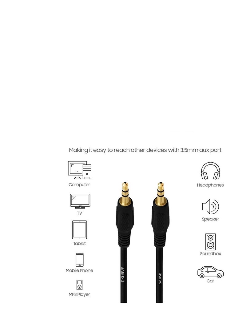 Terabyte 3.5mm Auxiliary Male to Male Aux Cable Compatible with iPhone, iPad, Smartphones, Car Stereo Speakers and Tablets 3 m Black - Image 5