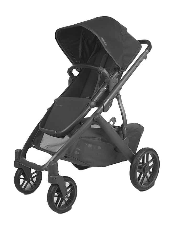 UPPAbaby - Vista V2 Stroller Convertible Single - To - Double System/Bassinet, Toddler Seat, Bug Shield, Rain Shield, And Storage Bag Included/Jake (Charcoal/Carbon Frame/Black Leather) - Image 1