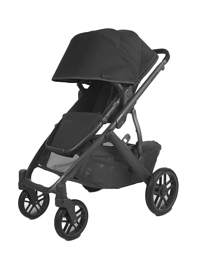 UPPAbaby - Vista V2 Stroller Convertible Single - To - Double System/Bassinet, Toddler Seat, Bug Shield, Rain Shield, And Storage Bag Included/Jake (Charcoal/Carbon Frame/Black Leather) - Image 1