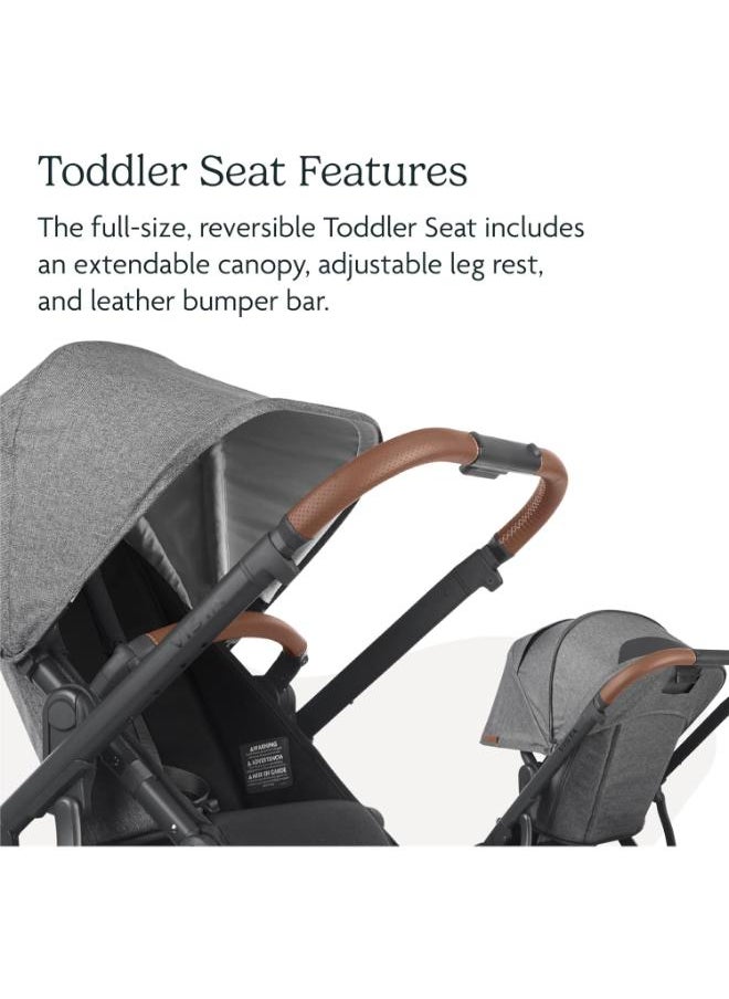 UPPAbaby - Vista V2 Stroller Convertible Single - To - Double System/Bassinet, Toddler Seat, Bug Shield, Rain Shield, And Storage Bag Included/Jake (Charcoal/Carbon Frame/Black Leather) - Image 1