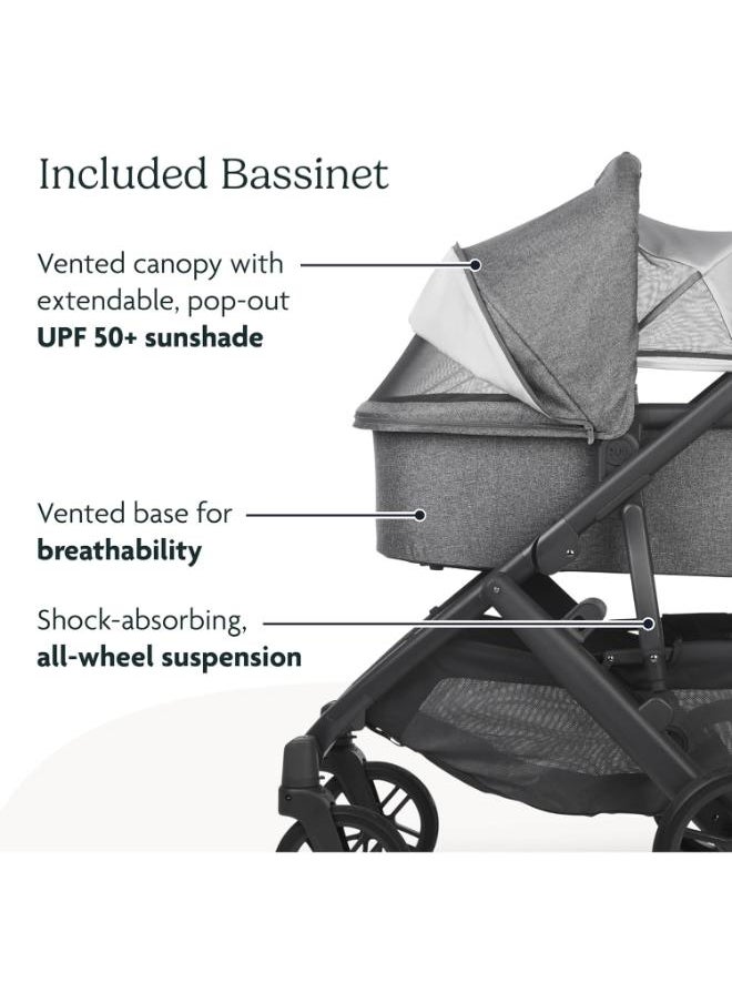 UPPAbaby - Vista V2 Stroller Convertible Single - To - Double System/Bassinet, Toddler Seat, Bug Shield, Rain Shield, And Storage Bag Included/Jake (Charcoal/Carbon Frame/Black Leather) - Image 1