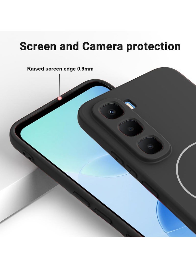 دبليو تيك غلاف حالة متوافق مع حلقة Magsafe رقيقة - إنفينيكس هوت 60 برو+ 2025 مصنوعة من السيليكون السائل الفاخر (MCMPMN) - أسود - Image 4