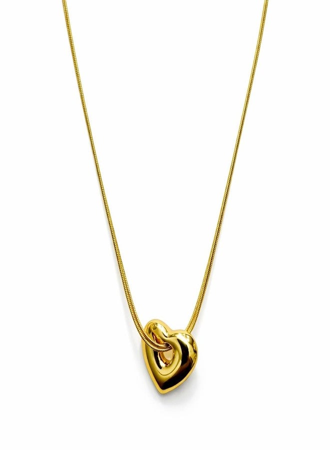 Amaal Anti Tarnish Gold Heart Pendant Necklace for Woman | Double Neck Chain Jewellery for women | Adjustable Chains Love Locket | Valentine Gift for Girlfriend, Wife Stainless Steel -305 - Image 1