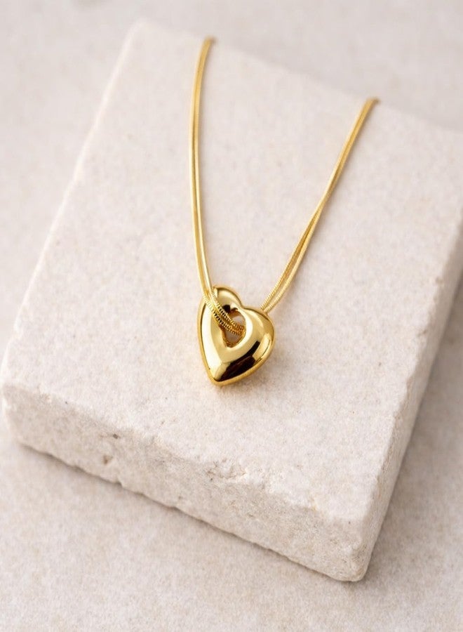 Amaal Anti Tarnish Gold Heart Pendant Necklace for Woman | Double Neck Chain Jewellery for women | Adjustable Chains Love Locket | Valentine Gift for Girlfriend, Wife Stainless Steel -305 - Image 3