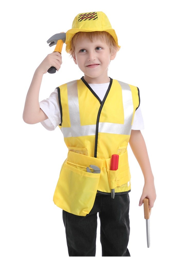 Toy Box - Construction Worker Costume, Includes Vest, Hat, Belt Pocket and Accessories Kids 4-8 Years - Image 1