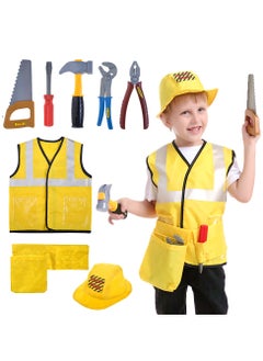 Construction Worker Costume, Includes Vest, Hat, Belt Pocket and Accessories Kids 4-8 Years