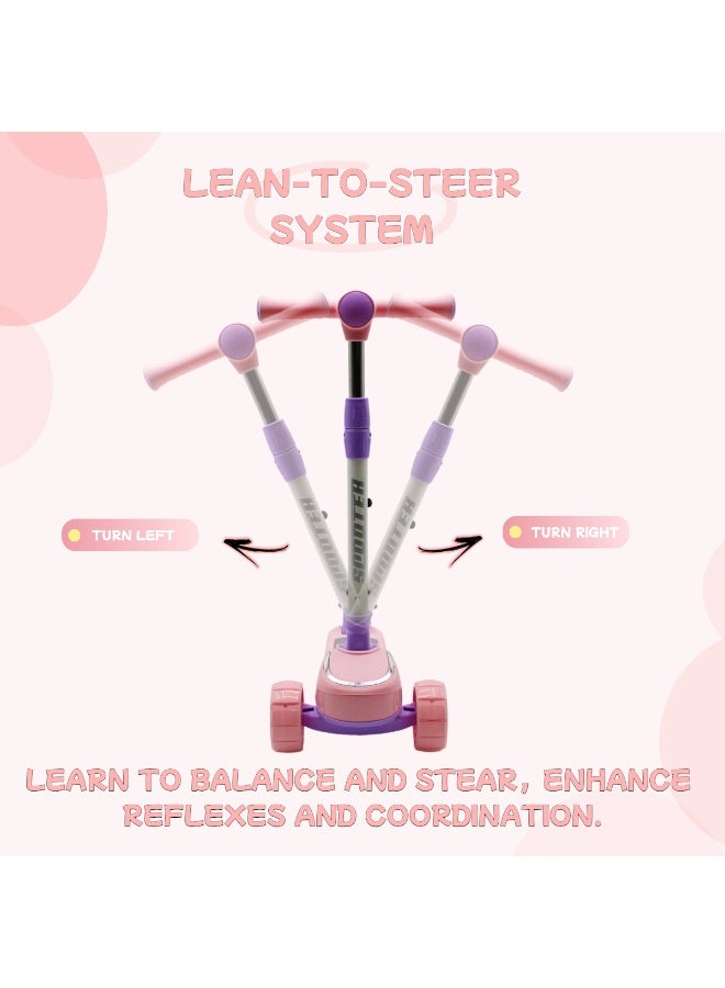 سكوتر للأطفال من عمر 3 إلى 8 سنوات بإطار قابل للطي، ومقود قابل للتعديل، وعجلات LED من البولي يوريثان، وفرامل خلفية، وموسيقى مدمجة، ومجموعة معدات حماية - Image 2