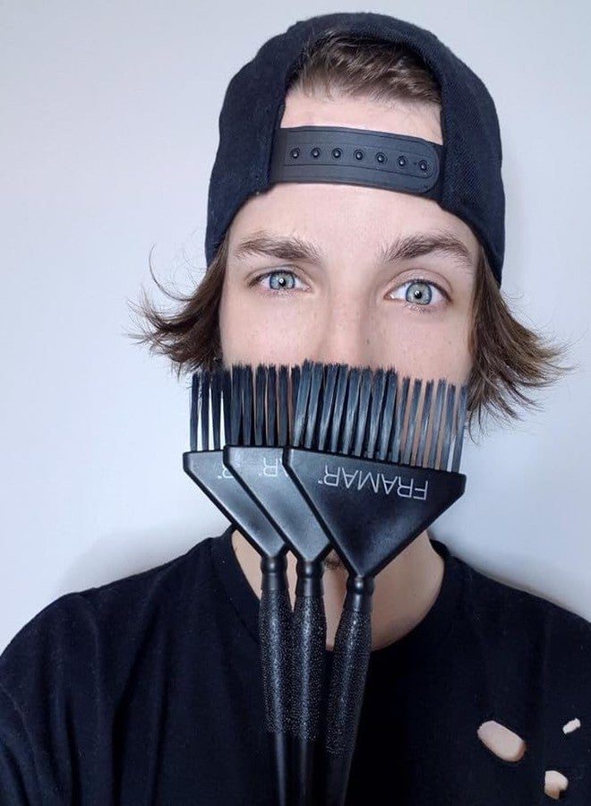 Framar Family Hair Color Brush Set - Hair Dye Brush Kit, Hair Coloring Brushes For Hair Stylist, Tint Brushes for Hair Color, Tapered Edges For Precision - 3 Pack Black - Image 4