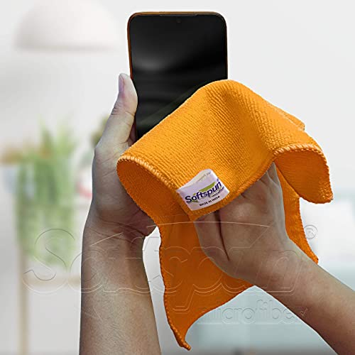 SOFTSPUN Microfiber Cleaning Small Wipes, 20x30 Cms 15 Piece Towel Set 340 GSM Orange! Highly Absorbent Lint & Streak Free Multi-Purpose Wash Cloth for Kitchen Window Stainless Silverware.… - Image 5