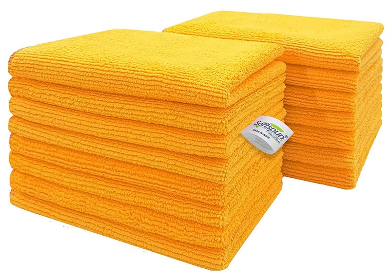 SOFTSPUN Microfiber Cleaning Small Wipes, 20x30 Cms 15 Piece Towel Set 340 GSM Orange! Highly Absorbent Lint & Streak Free Multi-Purpose Wash Cloth for Kitchen Window Stainless Silverware.… - Image 1