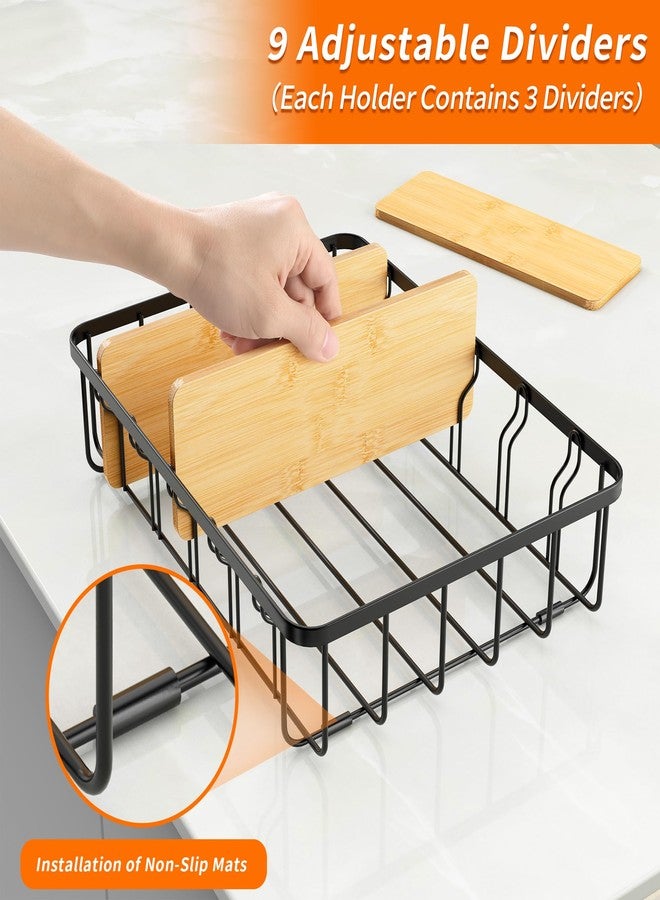 CACHOLIV 3-Pack Adjustable Lid Organizers - Large Kitchen Cabinet Organizer for Food Storage Container and Tumbler Cup Lids with 9 Bamboo Dividers - Organizers in Cabinet Kitchen/Pantry/Laundry Room - Image 4