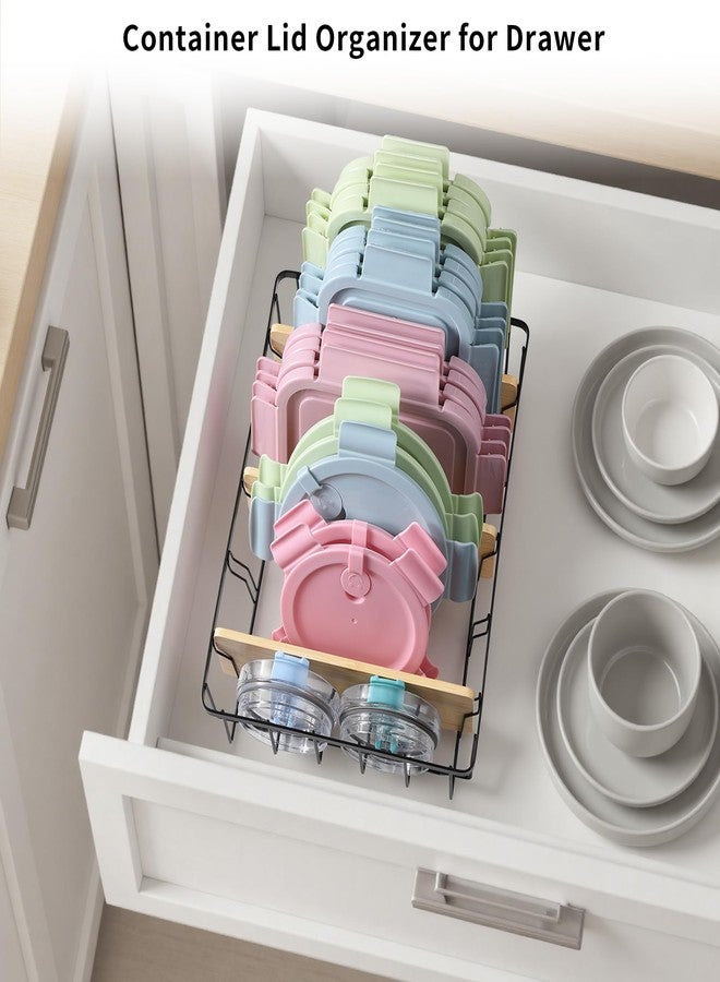 CACHOLIV 3-Pack Adjustable Lid Organizers - Large Kitchen Cabinet Organizer for Food Storage Container and Tumbler Cup Lids with 9 Bamboo Dividers - Organizers in Cabinet Kitchen/Pantry/Laundry Room - Image 5