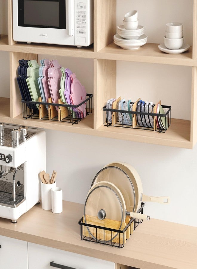 CACHOLIV 3-Pack Adjustable Lid Organizers - Large Kitchen Cabinet Organizer for Food Storage Container and Tumbler Cup Lids with 9 Bamboo Dividers - Organizers in Cabinet Kitchen/Pantry/Laundry Room - Image 2