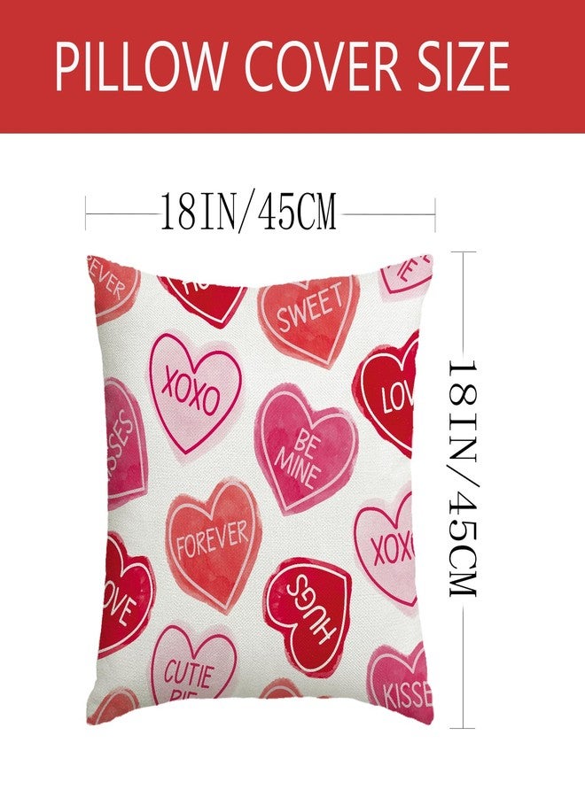 YOSICHY Valentines Day Decorations-Valentine Pillow Covers 18x18 Set of 4, Pink Red Hearts Be Mine Happy Valentine's Day Throw Outdoor Pillow Covers Anniversary Wedding Cushion Case for Home Sofa Couch Décor - Image 3