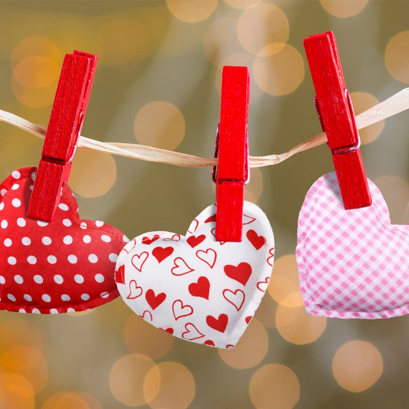 Tatuo 12 Pieces Valentine's Day Hanging Fabric Heart Shaped Ornaments Fabric Valentine's Day Ornaments for Tree Buffalo Check Heart Decorations Wedding Party DIY Crafts 4 Inch (Lovely Style ) - Image 5