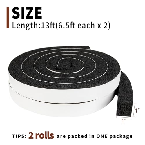 Yotache Air Conditioner Window Seal Kit - 1"x1" High Resilience Weather Stripping Foam Tape for AC Windows & Door Insulation, Noise Reducing, Air Leak Proof, 13Ft Long (6.5Ft x 2 Rolls, Black) - Image 2