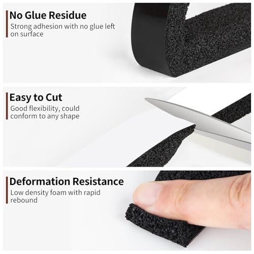 Yotache Air Conditioner Window Seal Kit - 1"x1" High Resilience Weather Stripping Foam Tape for AC Windows & Door Insulation, Noise Reducing, Air Leak Proof, 13Ft Long (6.5Ft x 2 Rolls, Black) - Image 4