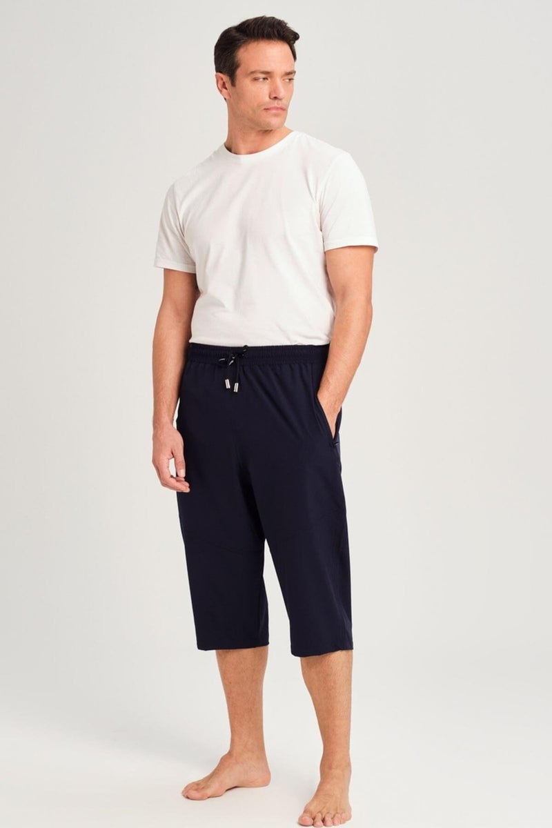 Haşema Wide Cut Plus Size Navy Blue Men's Long Shorts - Image 1