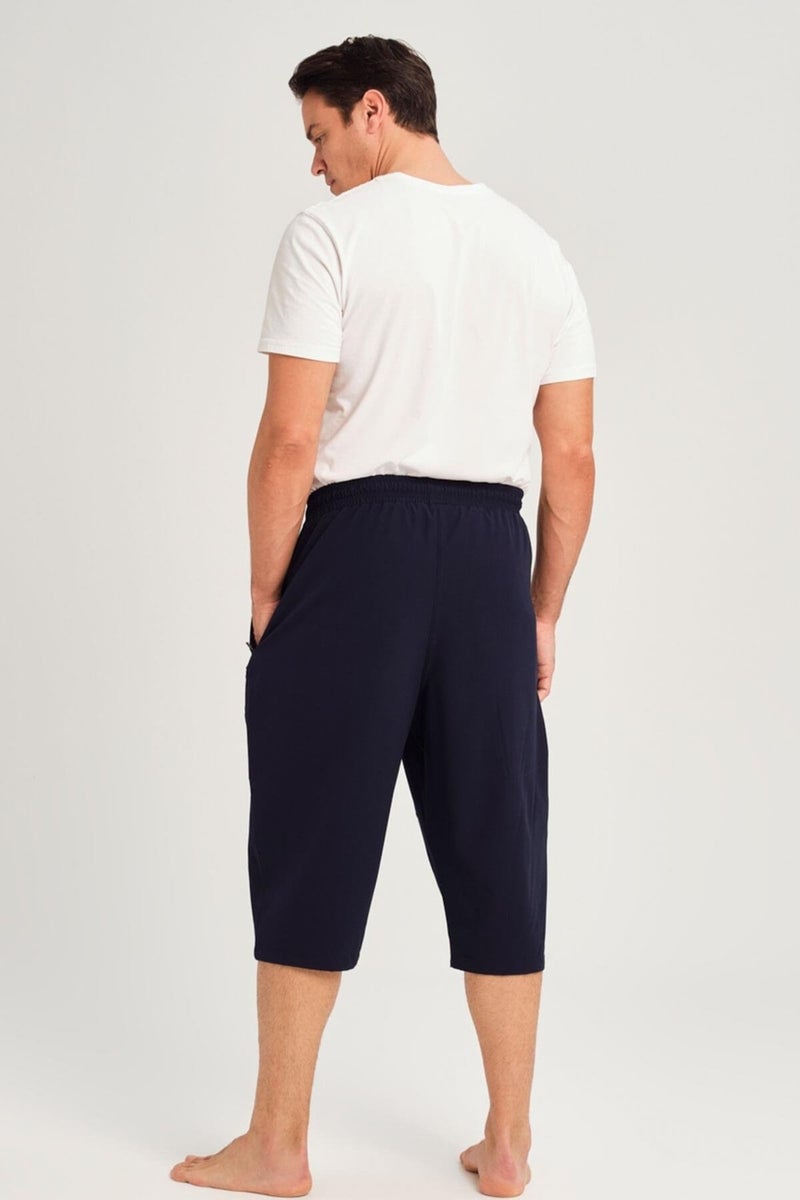 Haşema Wide Cut Plus Size Navy Blue Men's Long Shorts - Image 2