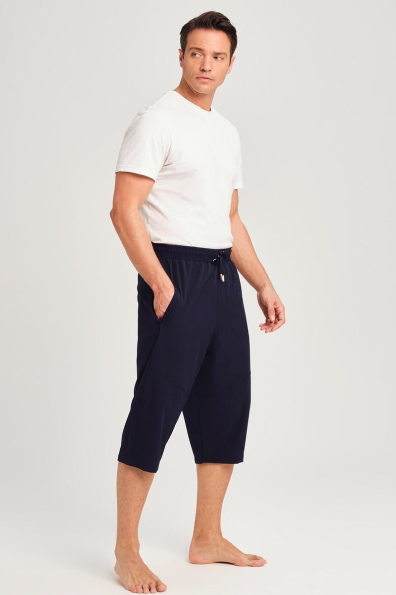 Haşema Wide Cut Plus Size Navy Blue Men's Long Shorts - Image 3
