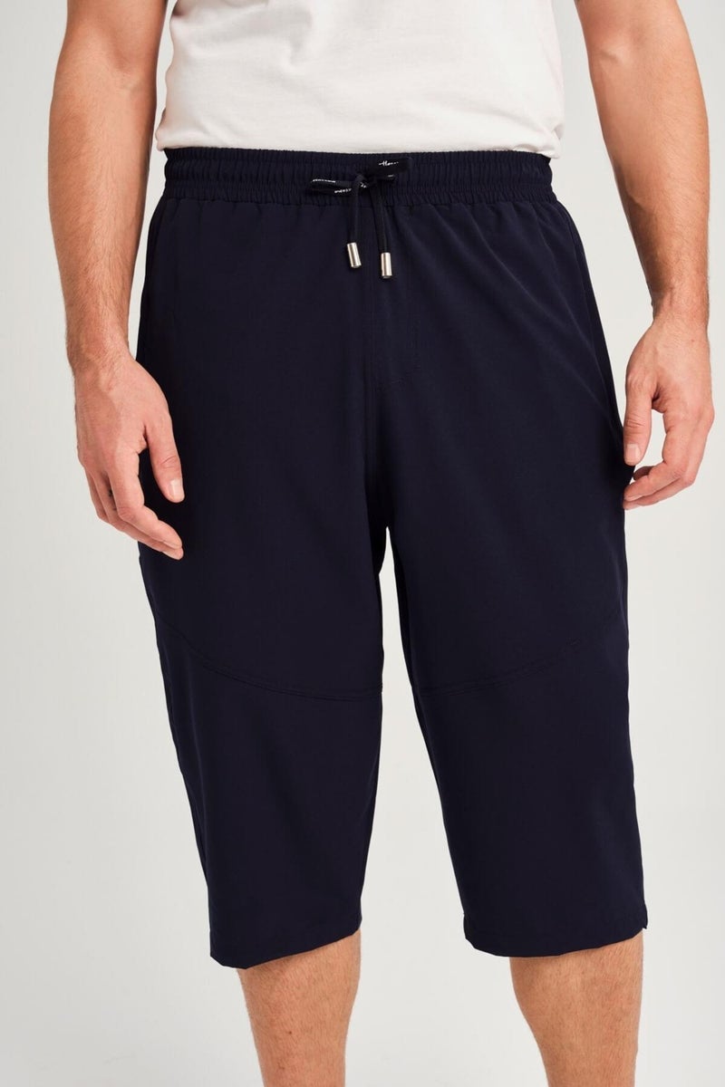 Haşema Wide Cut Plus Size Navy Blue Men's Long Shorts - Image 4