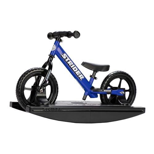 Strider 12 Sport Bike Blue Rocking Base Helps Teach Baby How to Ride a Balance Bicycle for Kids 6 Months to 4 Years Easy Assembly Adjustments - Image 1