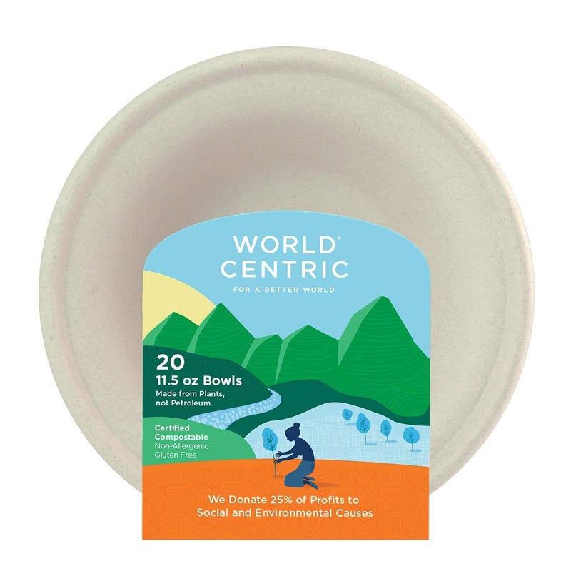 World Centric Compostable 11-1/2-Ounce Bagasse Bowl, 20-Piece - Image 4