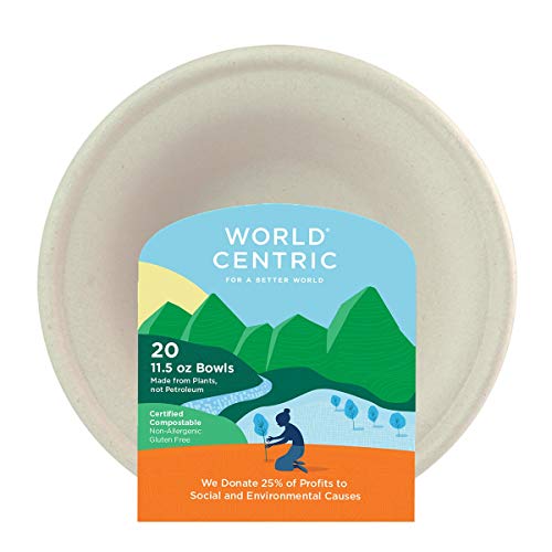 World Centric Compostable 11-1/2-Ounce Bagasse Bowl, 20-Piece - Image 1
