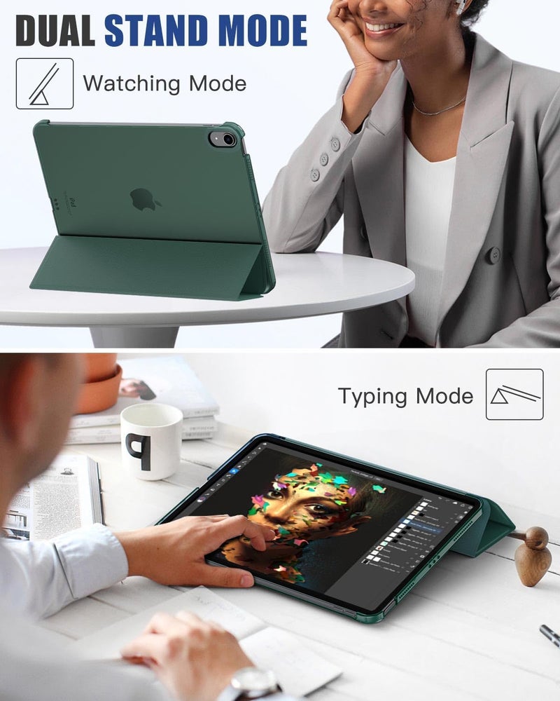 MoKo for iPad Air 11 Inch Case 7th/6th Generation M3/M2 2025/2024, iPad Air 5th/4th Gen Case 2022/2020 10.9 Inch, Slim Hard PC Translucent Back Shell Cover, Support Touch ID, Midnight Green - Image 5
