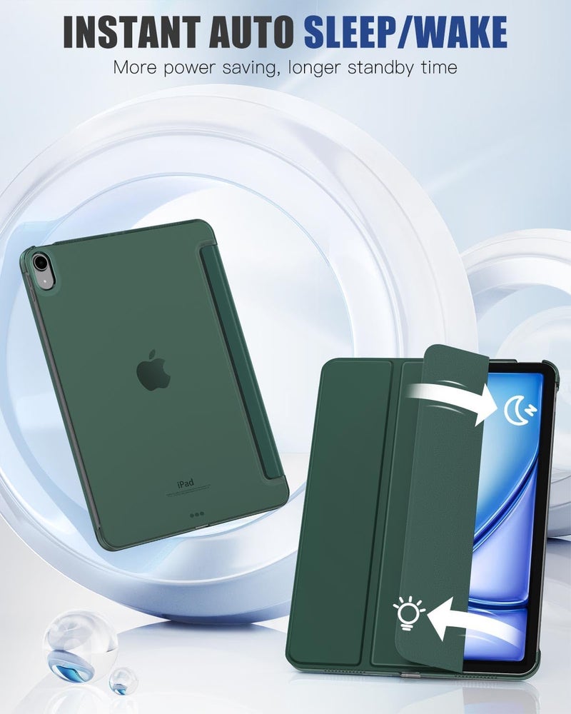 MoKo for iPad Air 11 Inch Case 7th/6th Generation M3/M2 2025/2024, iPad Air 5th/4th Gen Case 2022/2020 10.9 Inch, Slim Hard PC Translucent Back Shell Cover, Support Touch ID, Midnight Green - Image 4