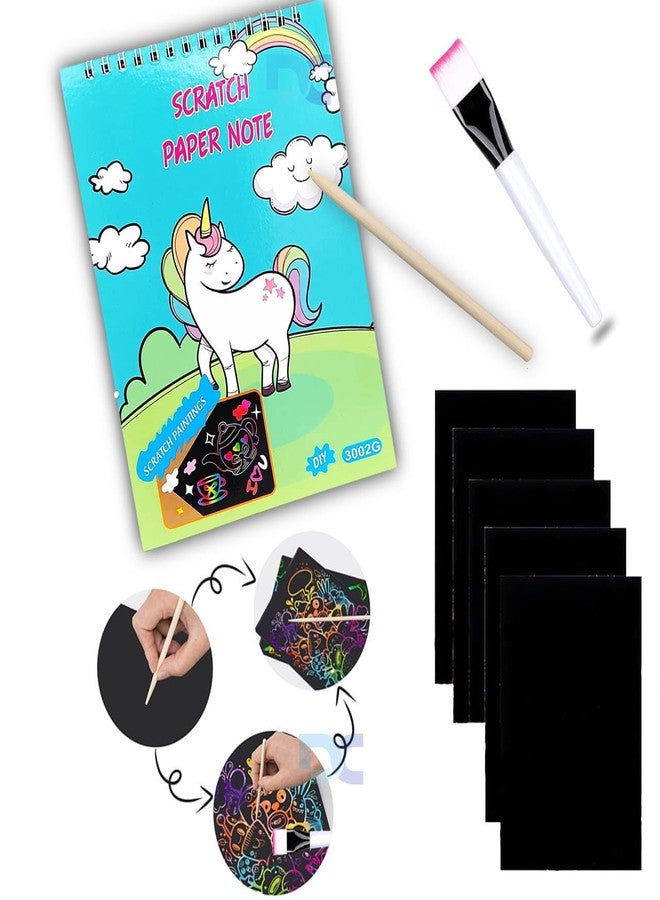 Daily Crafts مجموعة أدوات الرسم اليومية، ورق خدش فني بألوان قوس قزح، دفتر رسم وفرشاة للأطفال من عمر 4 إلى 10 سنوات، ألعاب تعليمية للأطفال من عمر 4 إلى 10 سنوات، هدايا أعياد ميلاد - Image 1