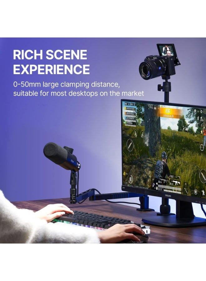 ULANZI LS26 Low Profile Mic Arm, Aluminum Mic Arm Desk Mount, 360° Rotatable Foldable Microphone Low Arm for Podcast/Streaming/Gaming/Radio Studio w Mic Clip 1/4" 3/8" 5/8" Screw for Most Mics - Image 2