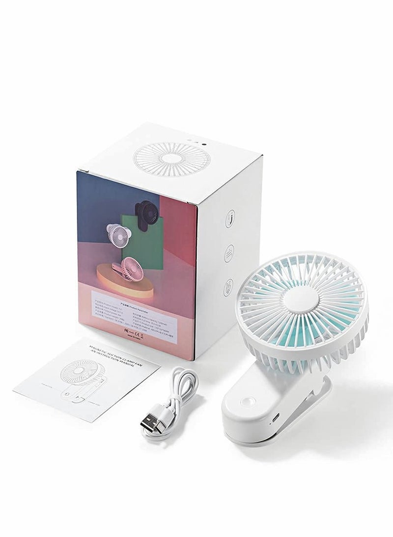 SOLARAE USB Desk Fan with Magnetic Clip, Mini Clip on Fan, Portable Cooling Fan with 3 Speed,180¬∞ Adjustable USB Fan, Personal Quiet Electric Fan for Home Office Camping (White) - Image 3