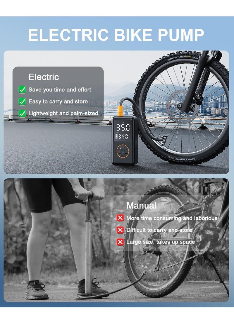 Tire Inflator Portable Air Compressor, 150 PSI Cordless Mini Bike Tire Pump, Air Pump for Car Motorcycle Bicycle Tires, Balls, with Pressure Gauge, LED Light - Image 5