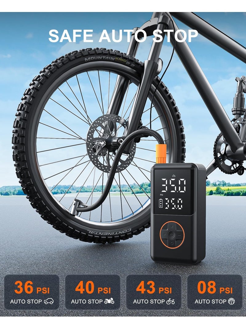 Tire Inflator Portable Air Compressor, 150 PSI Cordless Mini Bike Tire Pump, Air Pump for Car Motorcycle Bicycle Tires, Balls, with Pressure Gauge, LED Light - Image 4